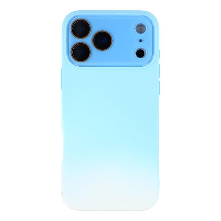 For iPhone 17 Pro Dual-Color Gradient TPU + Fiber Lining Phone Case with Lens Protector(Blue Gradient)