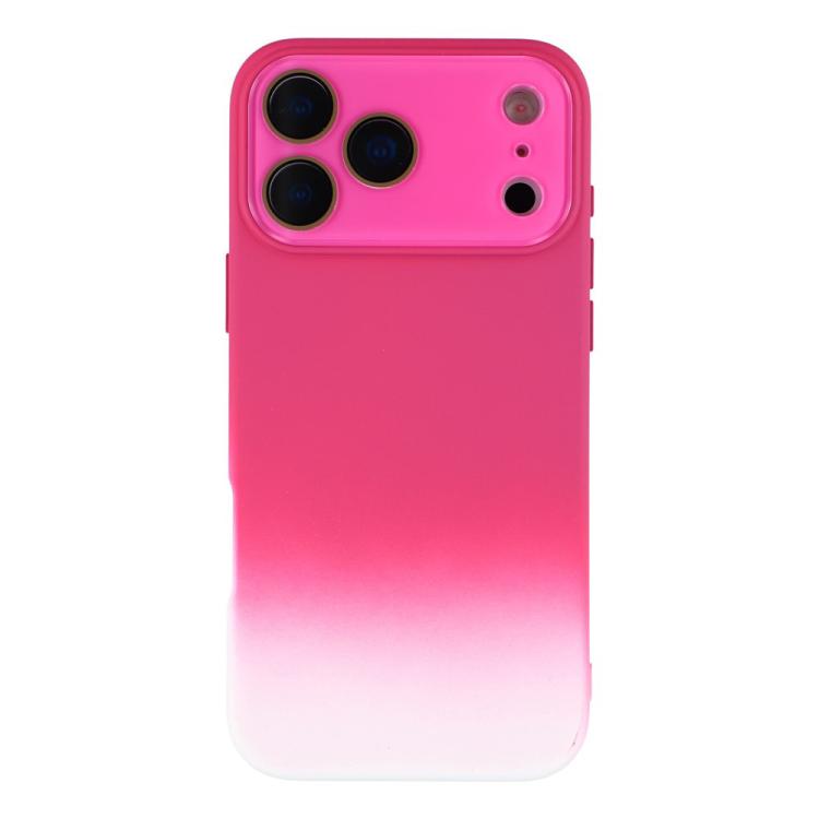 For iPhone 17 Pro Dual-Color Gradient TPU + Fiber Lining Phone Case with Lens Protector(Rose Red Gradient)
