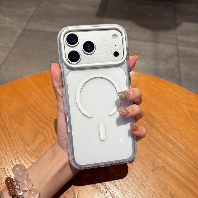 For iPhone 17 Pro Dual-Color MagSafe Magnetic PC Hybrid TPU Phone Case(White)
