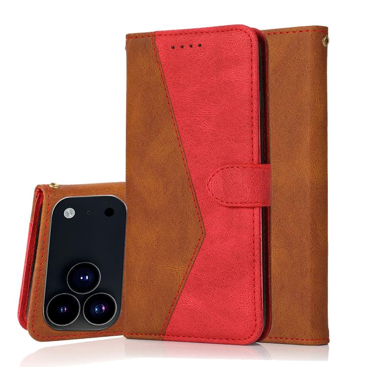 For iPhone 17 Pro Dual-color Stitching Leather Phone Case(Brown Red)