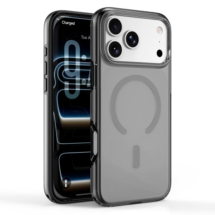For iPhone 17 Pro Dual Layer Anti Compression Magnetic Phone Case(Black Through Hole)