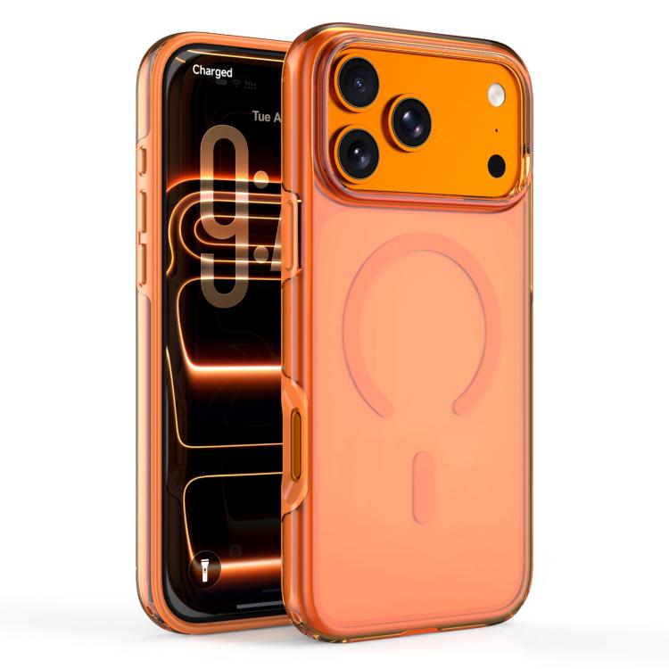 For iPhone 17 Pro Dual Layer Anti Compression Magnetic Phone Case(Orange Through Hole)