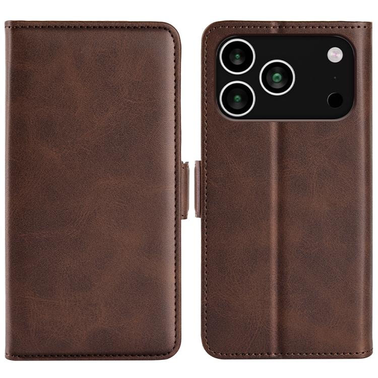 For iPhone 17 Pro Dual-side Magnetic Buckle Horizontal Flip Leather Phone Case(Brown)