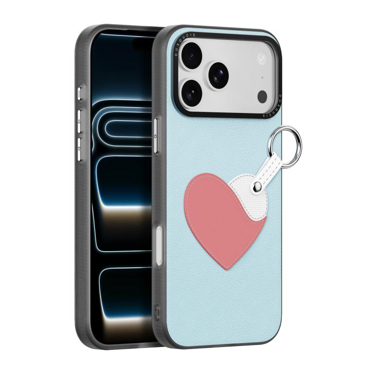 For iPhone 17 Pro DUX DUCIS LUVY Series Phone Case with Finger Ring Buckle(Teal Heart)