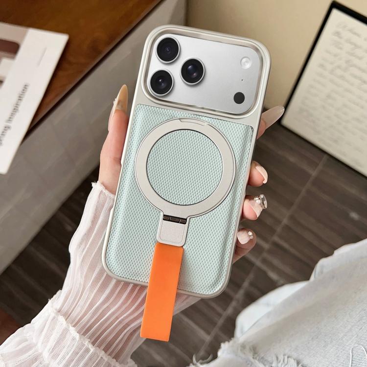 For iPhone 17 Pro Electroplated Diamond Texture Ring Magnetic Holder Phone Case(Cyan)