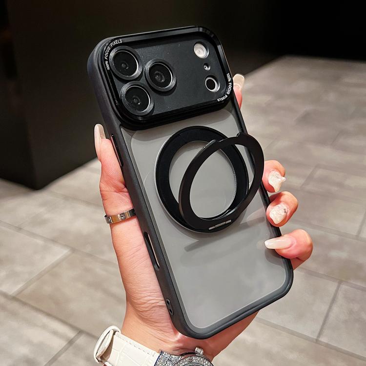 For iPhone 17 Pro Electroplated Eagle Eye Rotating Bracket Magnetic Phone Case(Black)
