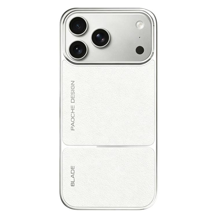 For iPhone 17 Pro Electroplated Magnetic PC Hybrid PU Phone Case(White)
