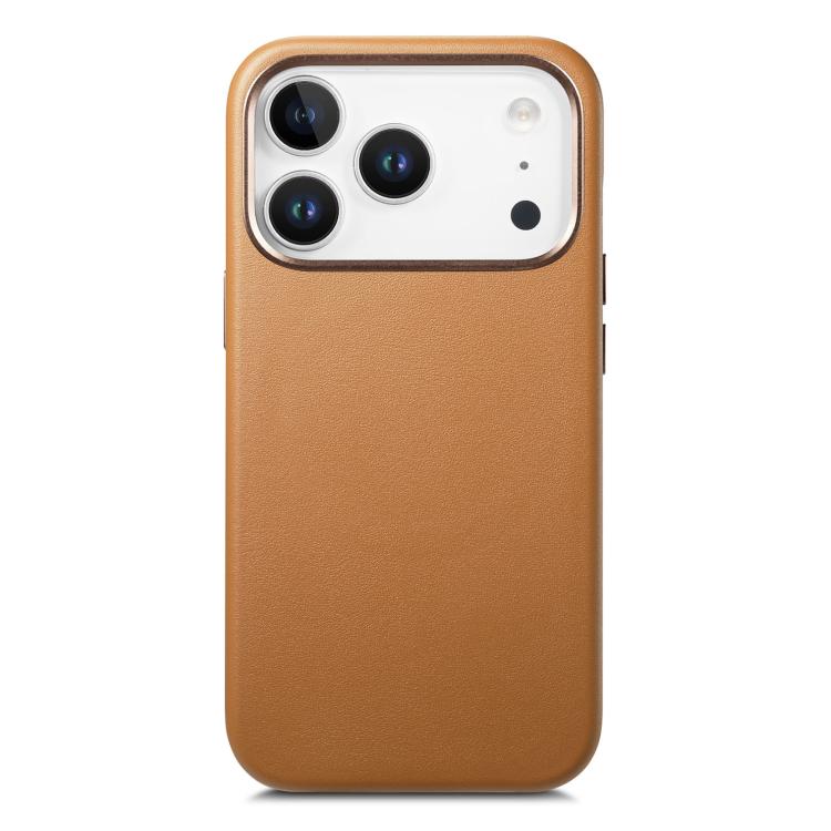 For iPhone 17 Pro Electroplated Metal Button MagSafe Phone Case(Brown)