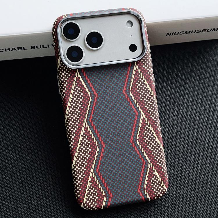 For iPhone 17 Pro Electroplated PC Shockproof Full Coverage Magnetic Phone Case(Wine Red + Yellow)