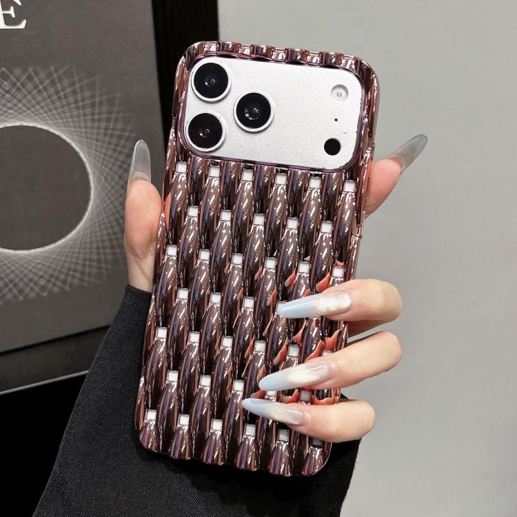For iPhone 17 Pro Electroplated Twisted Texture Hollow Heat Dissipation TPU Phone Case(Rose Gold)