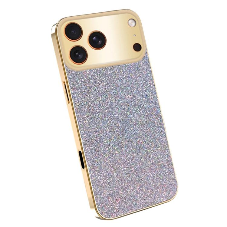 For iPhone 17 Pro Electroplating Frame Sparkling Glitter Shockproof Phone Case(Gray)