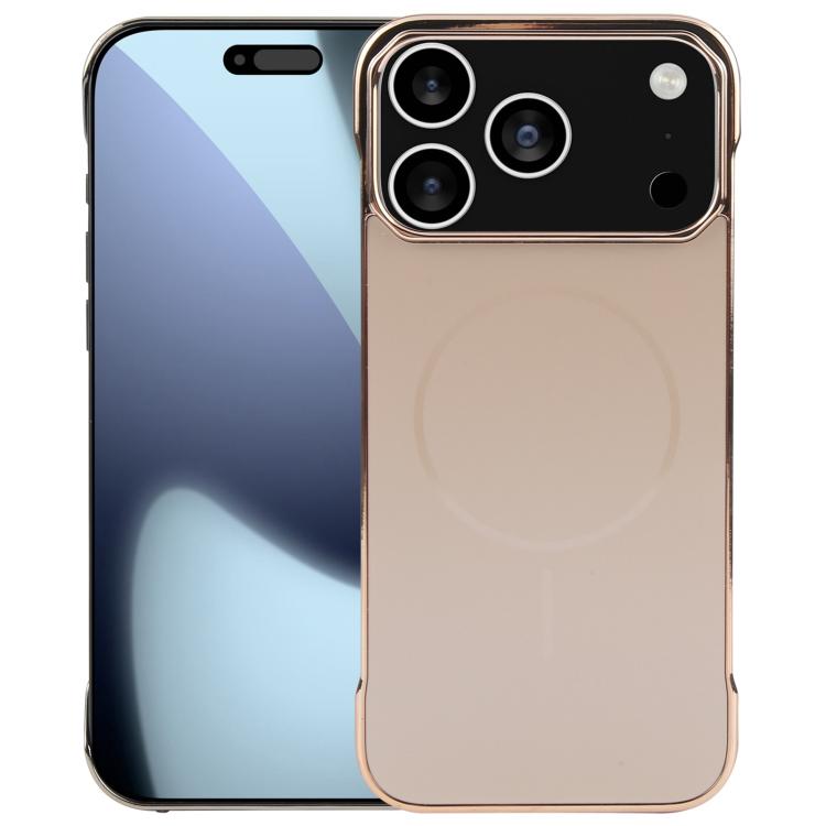 For iPhone 17 Pro Electroplating Frameless Frosted Anti-Glare PC MagSafe Phone Case(Desert Gold)