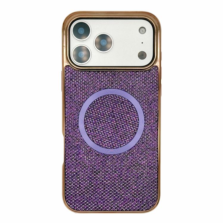 For iPhone 17 Pro Electroplating PC Glitter Grain MagSafe Phone Case(Purple)