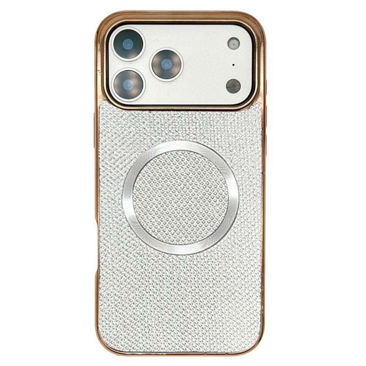 For iPhone 17 Pro Electroplating PC Glitter Grain MagSafe Phone Case(White)