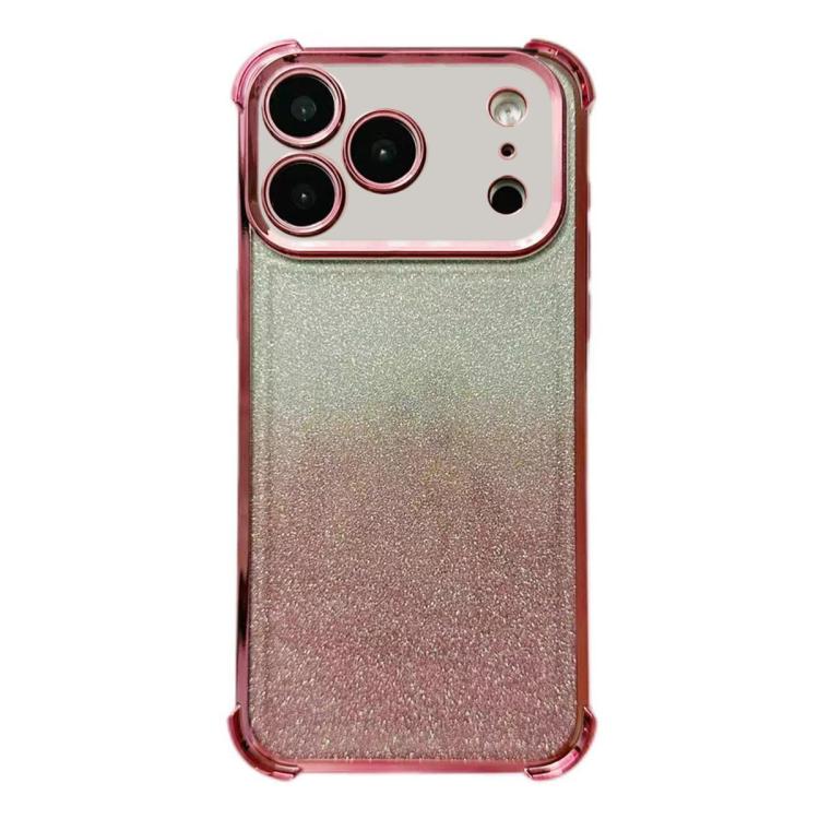 For iPhone 17 Pro Electrpolated Glitter Four-corner Shockproof Space TPU Phone Case(Gradient Pink)