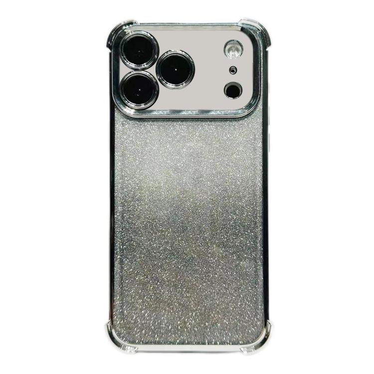 For iPhone 17 Pro Electrpolated Glitter Four-corner Shockproof Space TPU Phone Case(Gradient Silver)