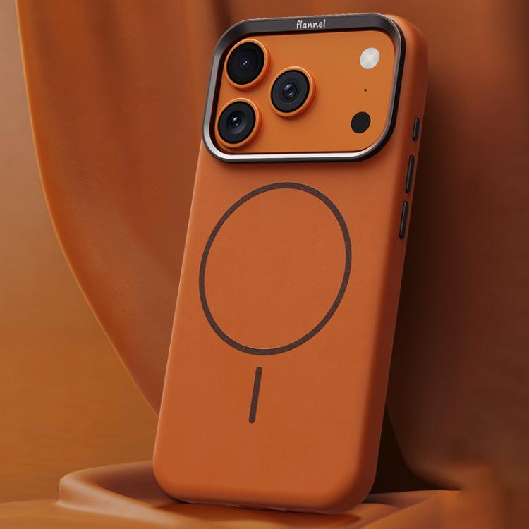 For iPhone 17 Pro Elephant Leather Full Coverage Magnetic Microfiber Leather PC Phone Case(Orange)