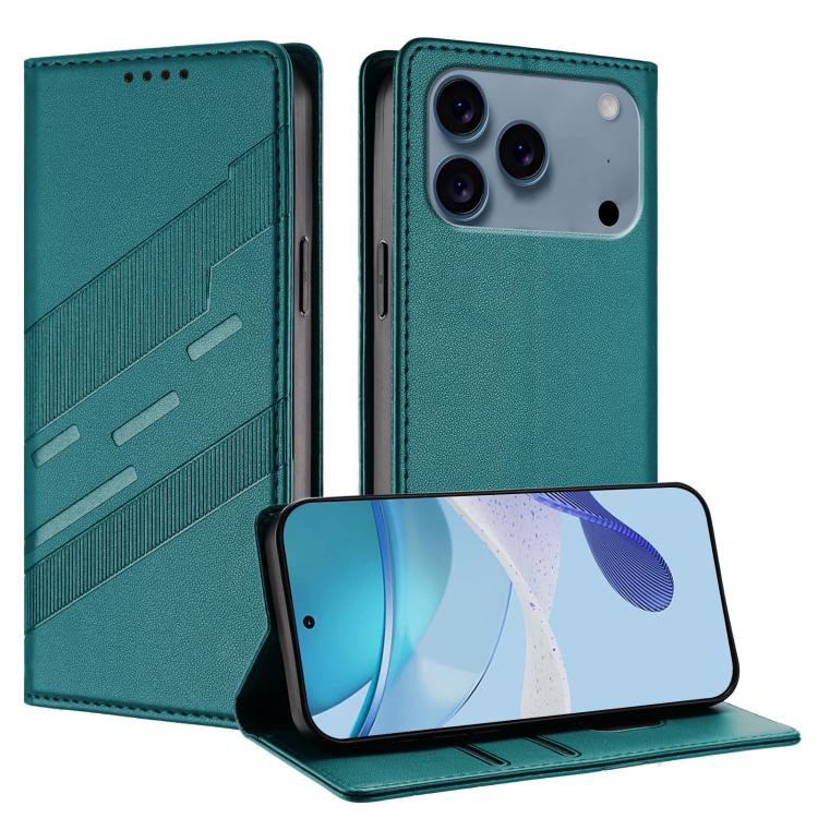 For iPhone 17 Pro Embossed Multi-functional Wallet Retro Leather Phone Case(Dark Green)