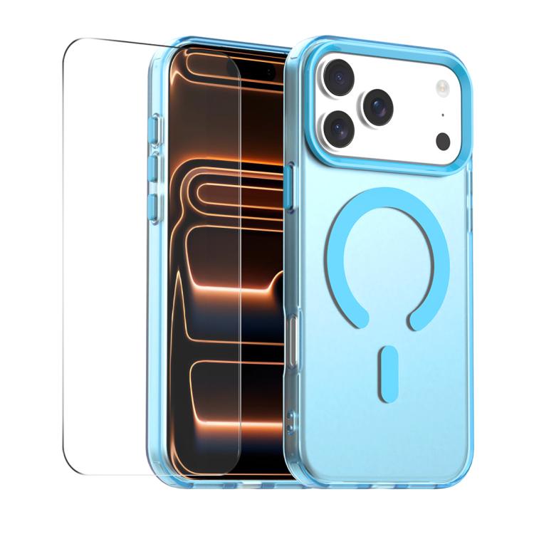 For iPhone 17 Pro ENKAY Hat-Prince MagSafe Candy Color Phone Case with Thick Adhesive Glass Film(Blue)
