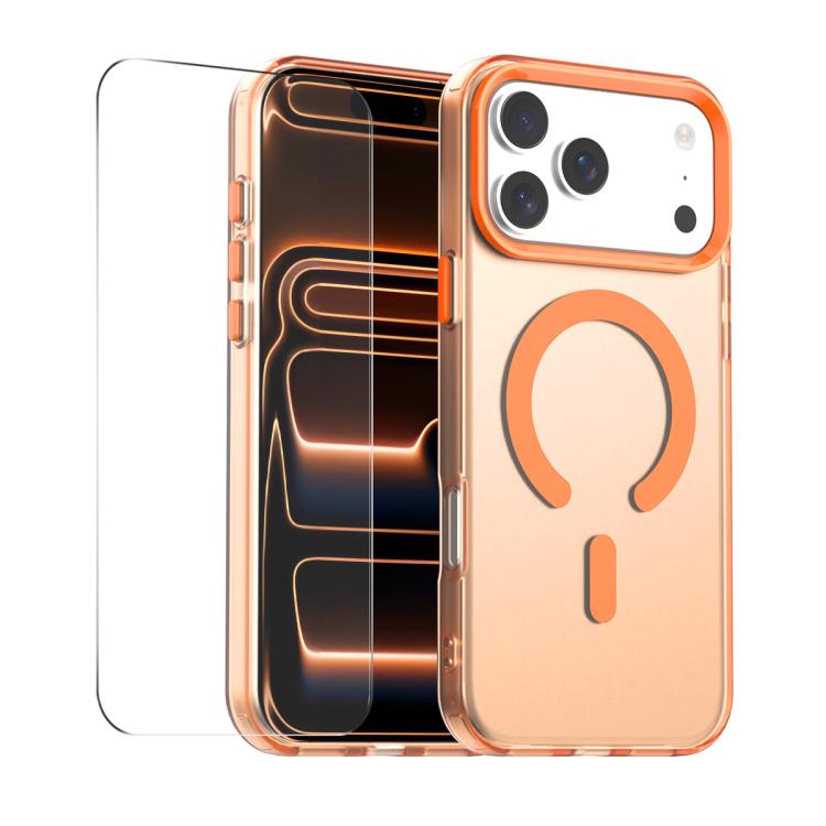 For iPhone 17 Pro ENKAY Hat-Prince MagSafe Candy Color Phone Case with Thick Adhesive Glass Film(Orange)