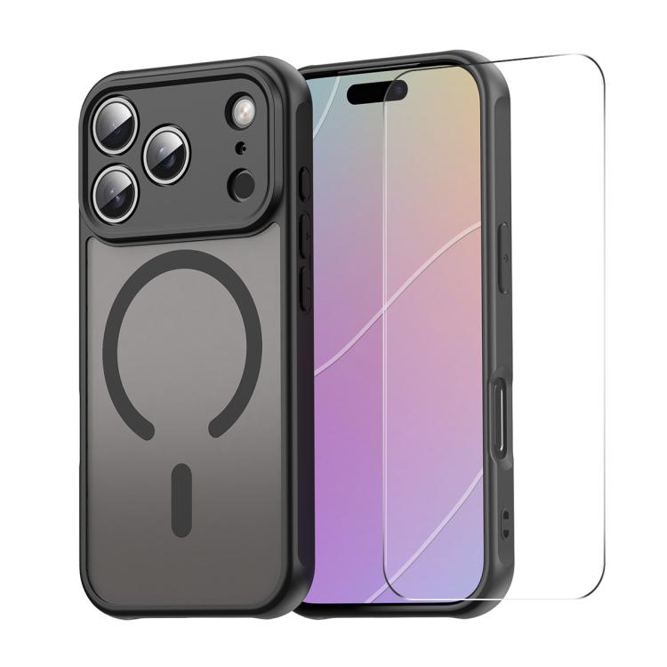 For iPhone 17 Pro ENKAY Hat-Prince MagSafe Matte Translucent Shockproof Phone Case with Large Arc Edge Film(Black)