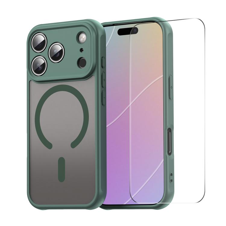 For iPhone 17 Pro ENKAY Hat-Prince MagSafe Matte Translucent Shockproof Phone Case with Large Arc Edge Film(Green)