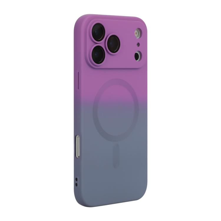 For iPhone 17 Pro ENKAY Hat-Prince MagSafe Rainbow Gradient Silicone Phone Case with Lens Film(Purple Blue)