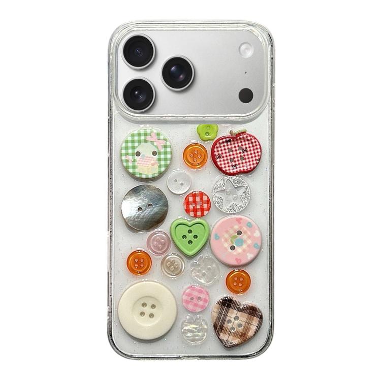 For iPhone 17 Pro Epoxy Acrylic Hybrid TPU Phone Case(Colored Buttons)