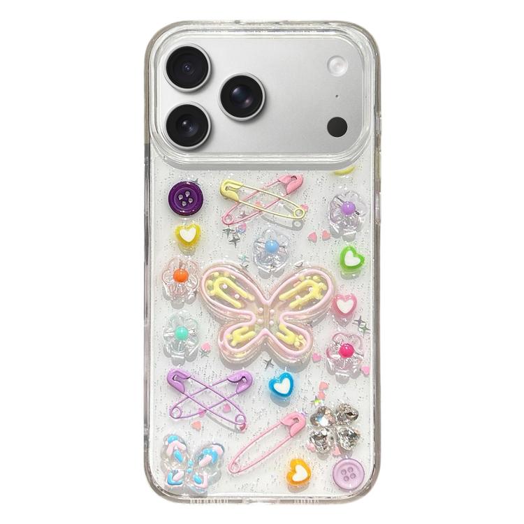 For iPhone 17 Pro Epoxy Dopamine Butterfly Acrylic Phone Case(Transparent)