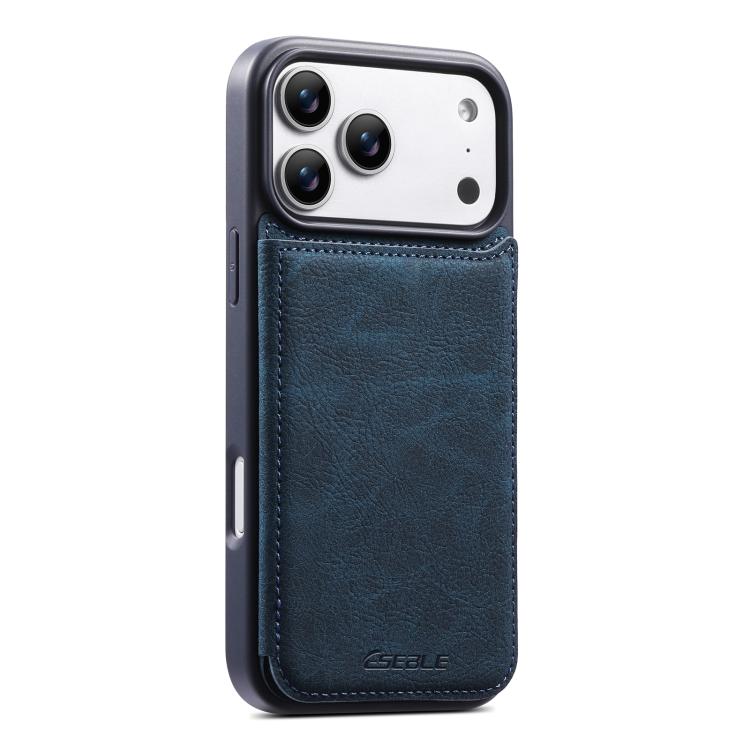 For iPhone 17 Pro ESEBLE Retro Texture Double Buckle Card Slot Phone Case(Blue)