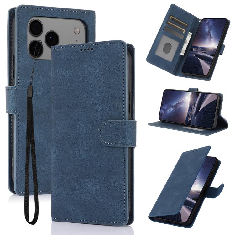 For iPhone 17 Pro Fantasy Skin-feel Calfskin Texture Leather Phone Case(Blue)