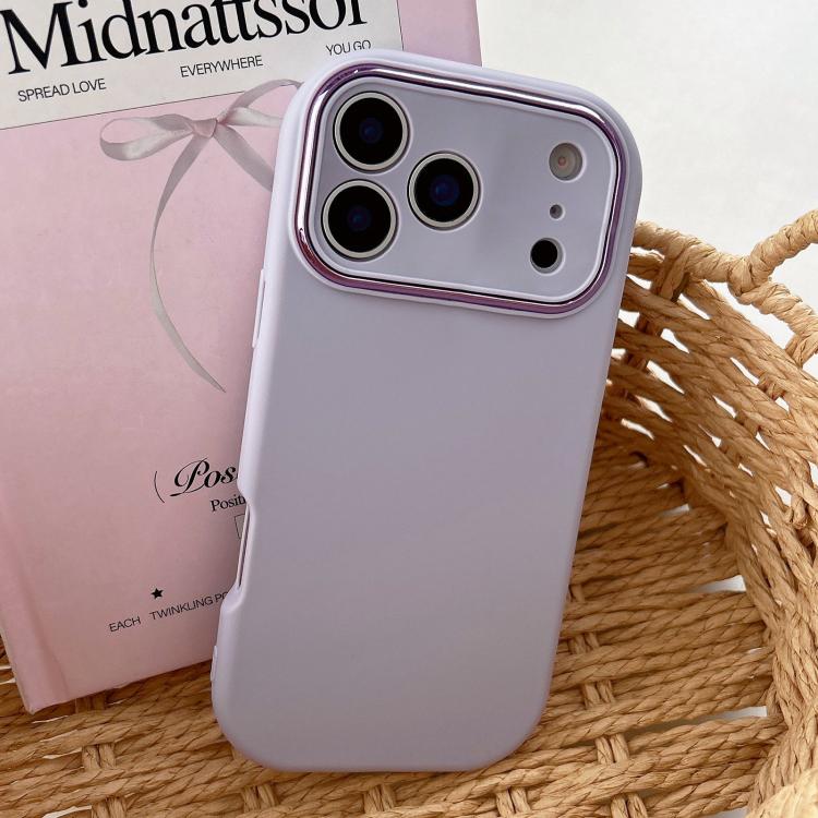 For iPhone 17 Pro Fat Dun Solid Color Metal Photo Frame TPU Phone Case(Purple)