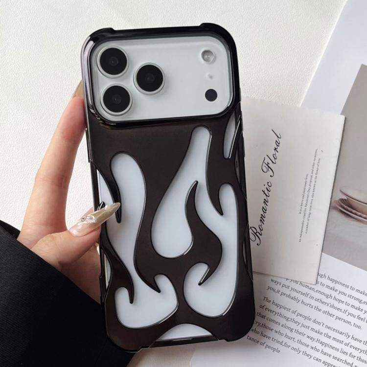 For iPhone 17 Pro Flame Hollow Cooling Electroplated TPU Phone Case(Black)