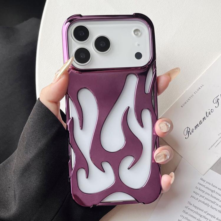 For iPhone 17 Pro Flame Hollow Cooling Electroplated TPU Phone Case(Purple)