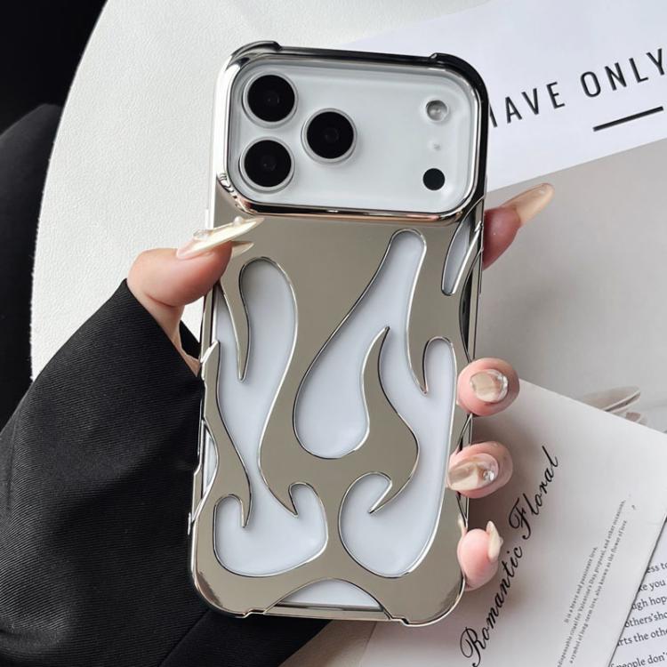 For iPhone 17 Pro Flame Hollow Cooling Electroplated TPU Phone Case(Silver)