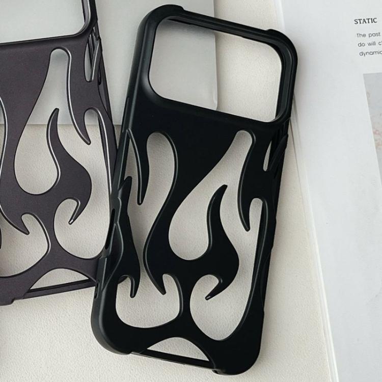 For iPhone 17 Pro Flame Hollow Cooling Spray Coated Frosted TPU Phone Case(Black)