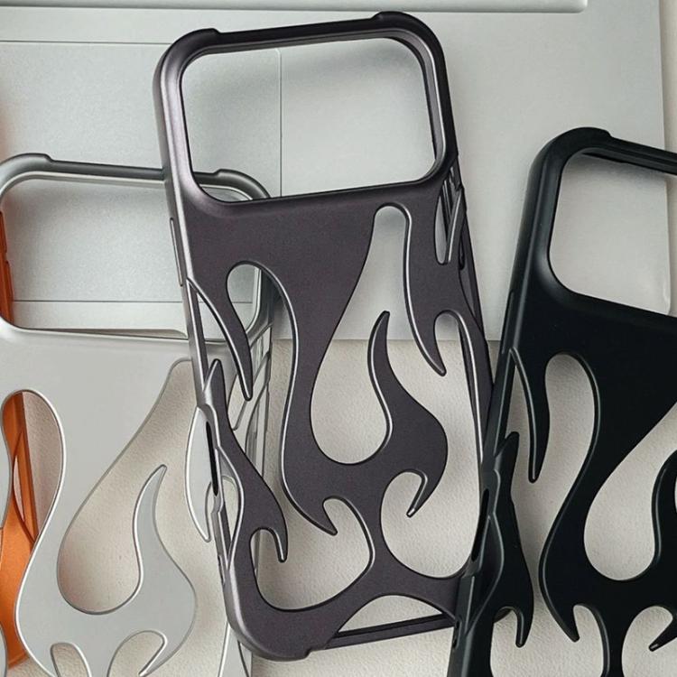 For iPhone 17 Pro Flame Hollow Cooling Spray Coated Frosted TPU Phone Case(Purple)