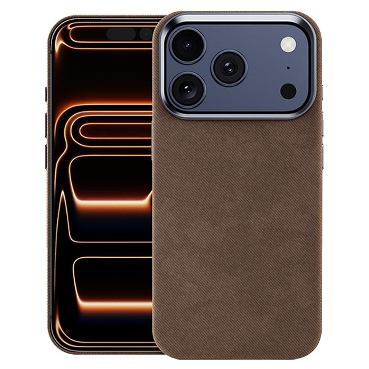 For iPhone 17 Pro Flannel Textured Magnetic Full Coverage Phone Case(Brown)