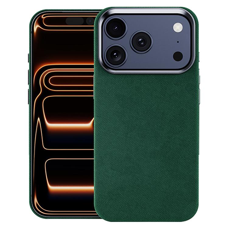 For iPhone 17 Pro Flannel Textured Magnetic Full Coverage Phone Case(Dark Green)