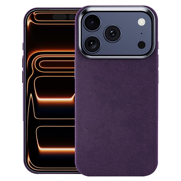 For iPhone 17 Pro Flannel Textured Magnetic Full Coverage Phone Case(Dark Purple)