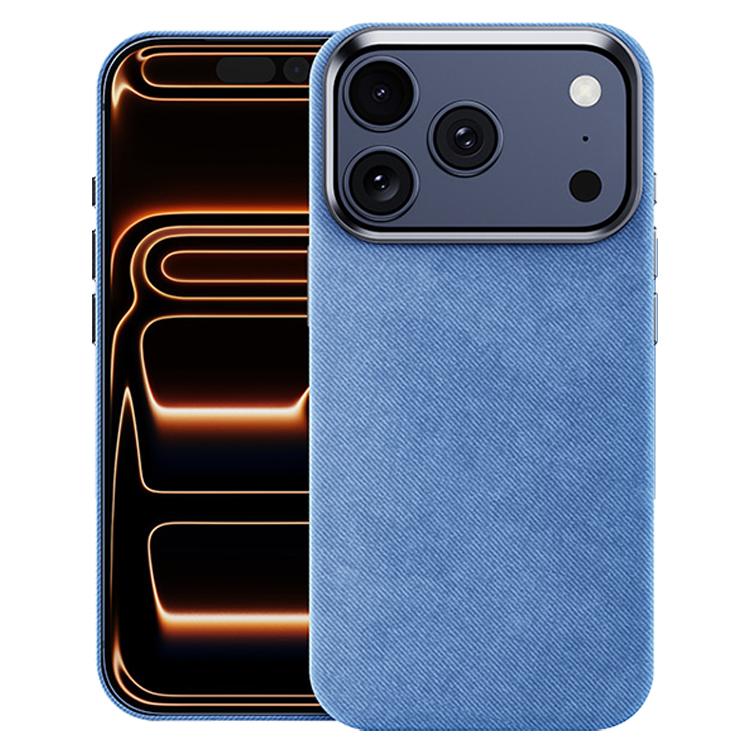 For iPhone 17 Pro Flannel Textured Magnetic Full Coverage Phone Case(Light Blue)
