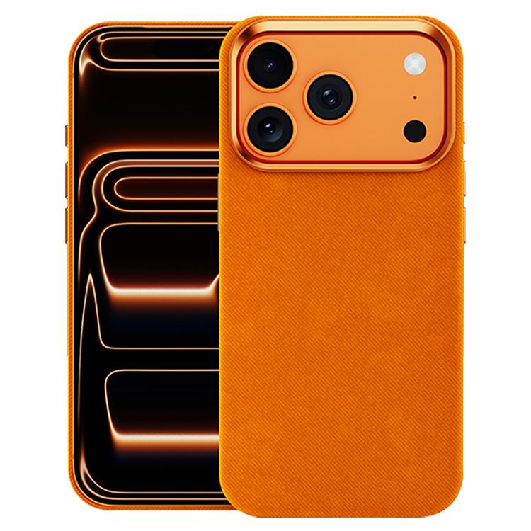 For iPhone 17 Pro Flannel Textured Magnetic Full Coverage Phone Case(Orange)
