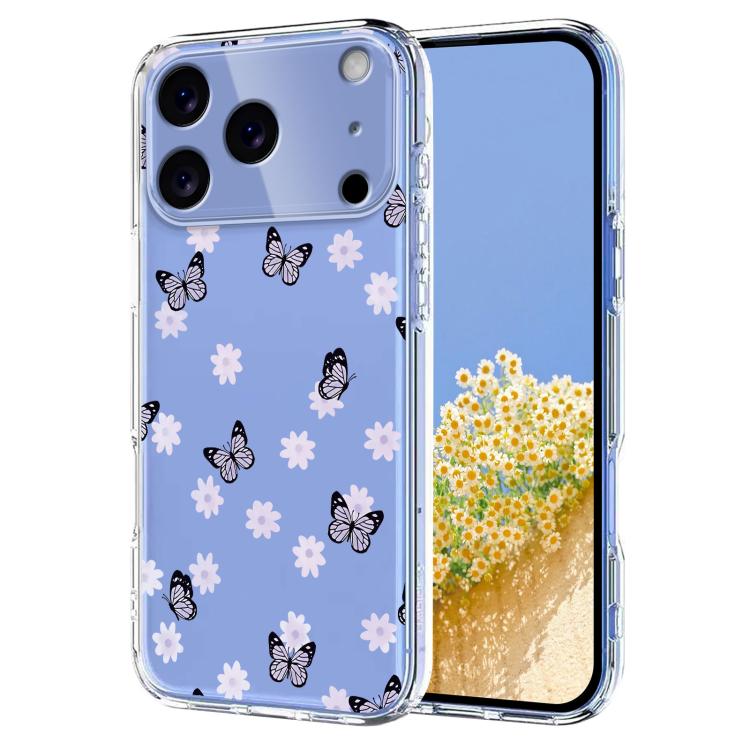For iPhone 17 Pro Flower Pattern Painted TPU Phone Case(Little Butterfly)