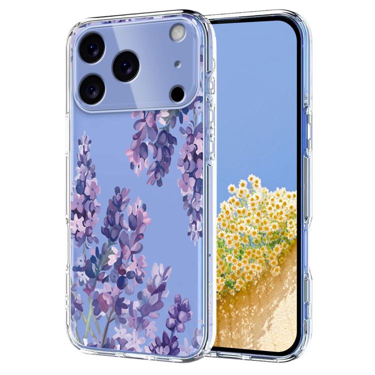 For iPhone 17 Pro Flower Pattern Painted TPU Phone Case(Wisteria)