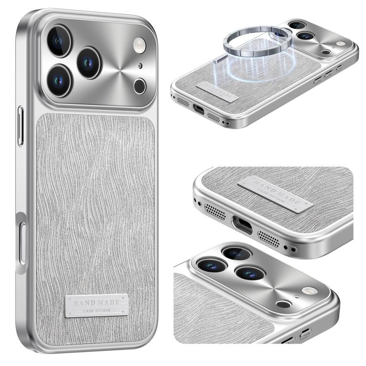 For iPhone 17 Pro Flowing Water Ripple Magnetic Shockproof Phone Case(White)