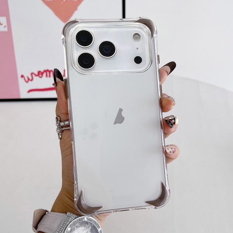 For iPhone 17 Pro Four Corner Airbags Shockproof Color Contrast Soft TPU Phone Case(Brown)