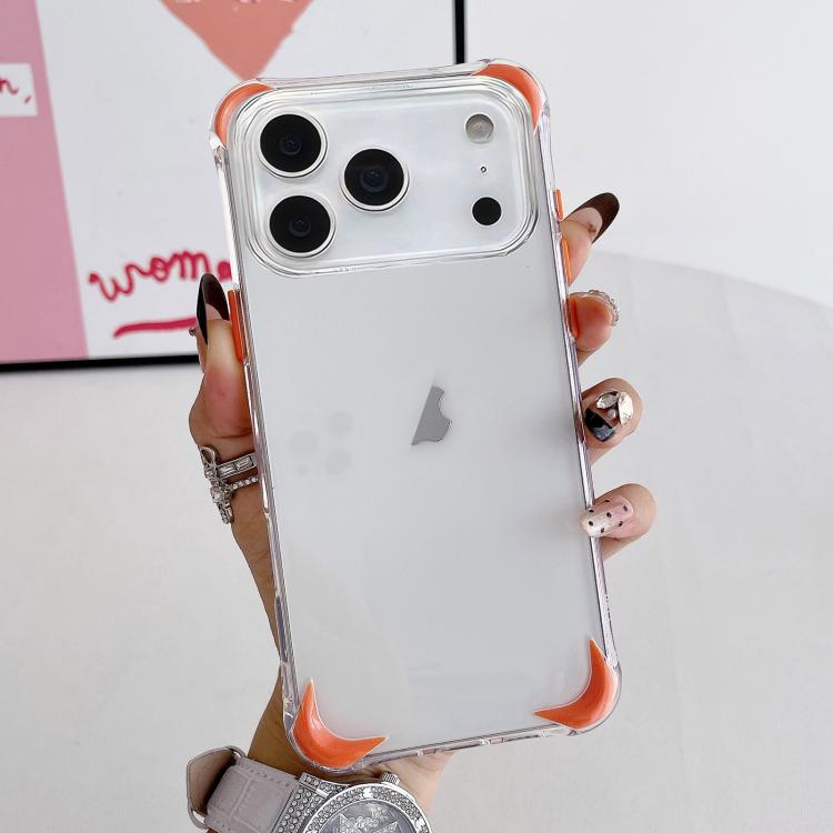 For iPhone 17 Pro Four Corner Airbags Shockproof Color Contrast Soft TPU Phone Case(Orange)