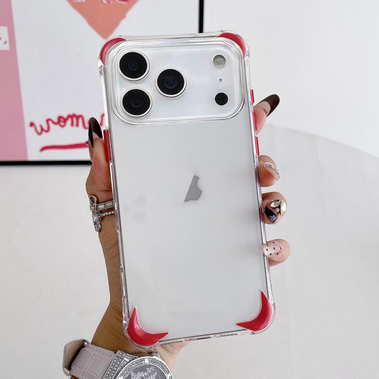 For iPhone 17 Pro Four Corner Airbags Shockproof Color Contrast Soft TPU Phone Case(Red)