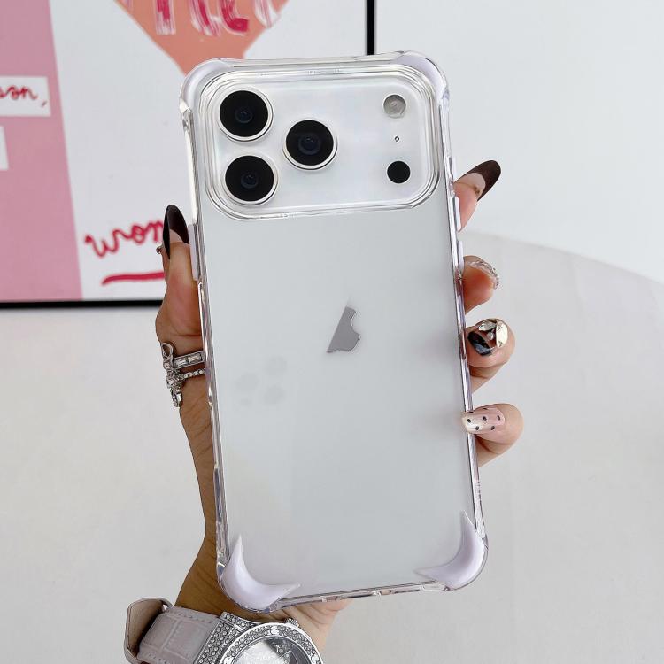For iPhone 17 Pro Four Corner Airbags Shockproof Color Contrast Soft TPU Phone Case(White)