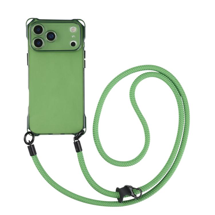 For iPhone 17 Pro Four-corner Shockproof TPU Phone Case with Lanyard(Green)